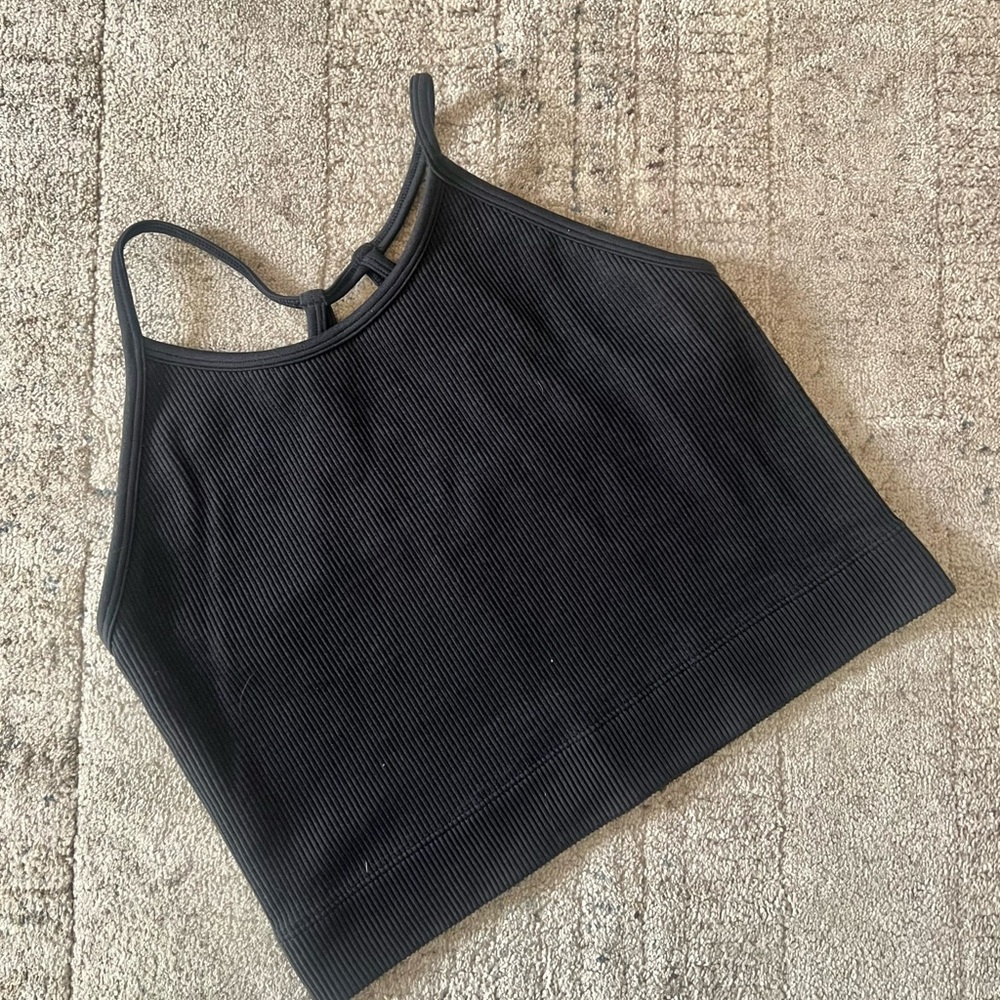 GILLY HICKS Black Ribbed Women's Crop Top